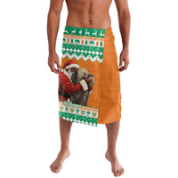 Orange lavalava skirt with green trim and Santa-elephant print