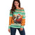 Ivory Coast Christmas Off Shoulder Sweater Black Santa With Forest Elephant - Wonder Print Shop