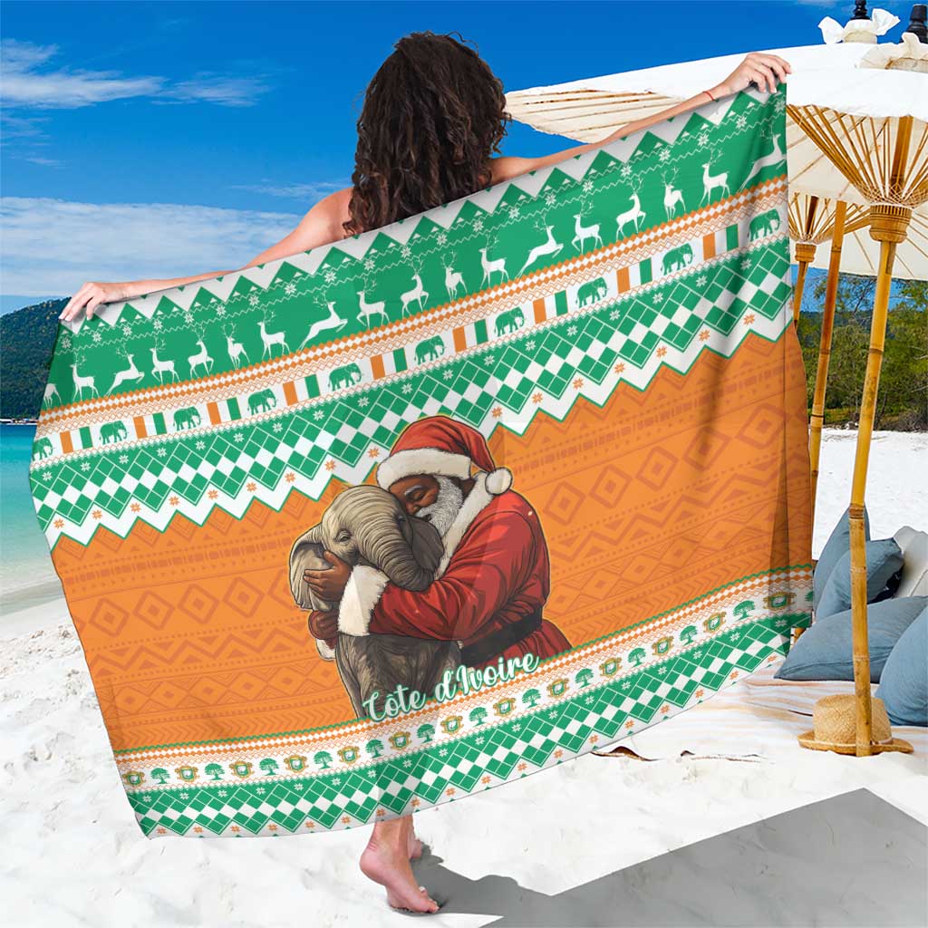 Ivory Coast Christmas Sarong Black Santa With Forest Elephant