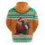 Ivory Coast Christmas Zip Hoodie Black Santa With Forest Elephant - Wonder Print Shop