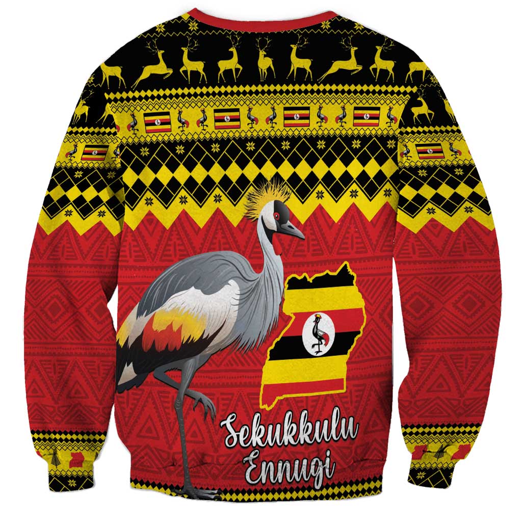 Uganda sweatshirt with crowned crane, flag map, and 'Sekulukkulu ennyagi' text
