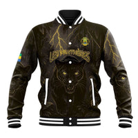 Custom Gabon Football Baseball Jacket Black Panther Thunder - Wonder Print Shop