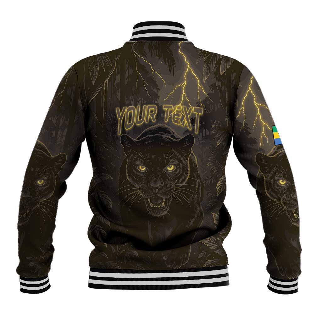 Custom Gabon Football Baseball Jacket Black Panther Thunder - Wonder Print Shop