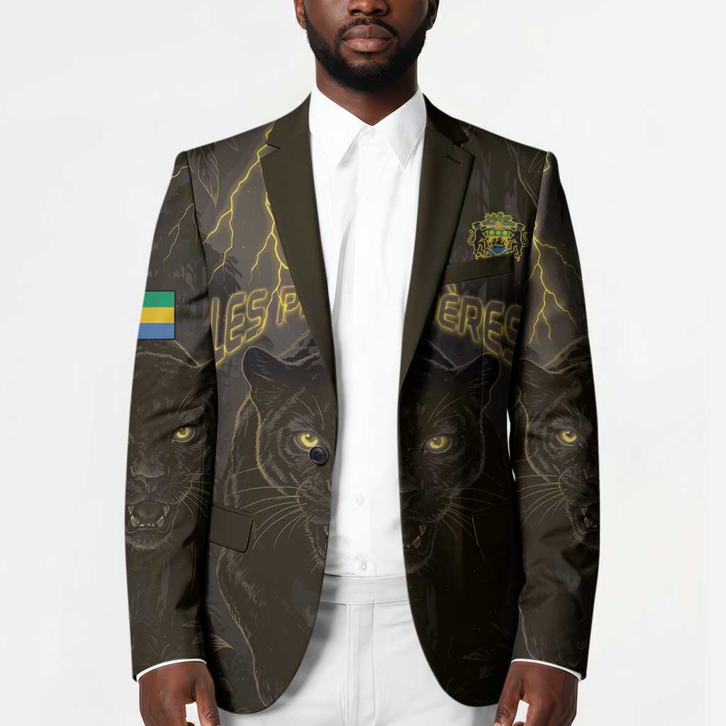 Custom Gabon Football Blazer Black Panther Thunder - Wonder Print Shop