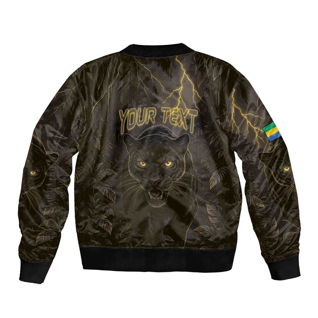 Custom Gabon Football Bomber Jacket Black Panther Thunder - Wonder Print Shop
