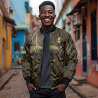 Custom Gabon Football Bomber Jacket Black Panther Thunder - Wonder Print Shop