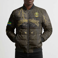 Custom Gabon Football Bomber Puffer Jacket Black Panther Thunder - Wonder Print Shop