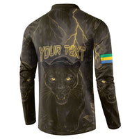 Custom Gabon Football Button Sweatshirt Black Panther Thunder