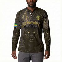 Custom Gabon Football Button Sweatshirt Black Panther Thunder