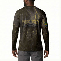 Custom Gabon Football Button Sweatshirt Black Panther Thunder