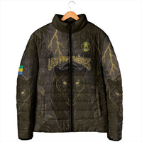 Custom Gabon Football Padded Jacket Black Panther Thunder - Wonder Print Shop