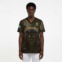 Custom Gabon Football Scrub Top Black Panther Thunder - Wonder Print Shop