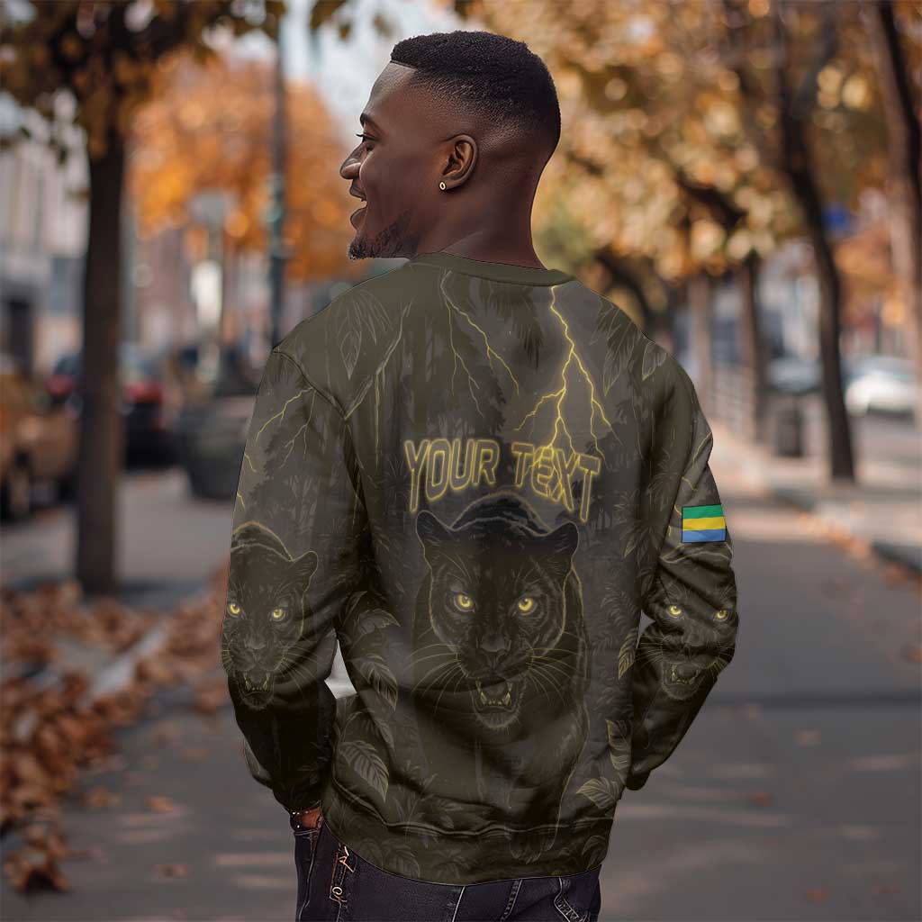 Custom Gabon Football Sweatshirt Black Panther Thunder - Wonder Print Shop