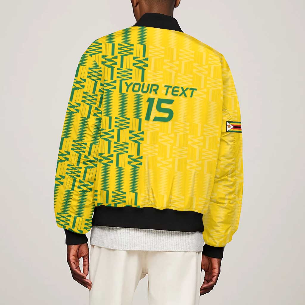 Custom Zimbabwe Football Bomber Jacket Come On Warriors - Kente Pattern - Wonder Print Shop