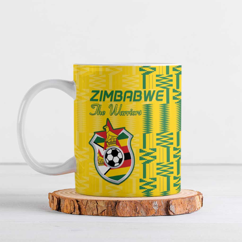 Custom Zimbabwe Football Ceramic Mug Come On Warriors - Kente Pattern - Wonder Print Shop