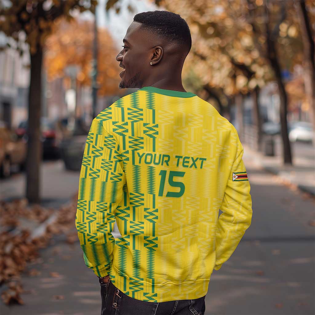 Custom Zimbabwe Football Sweatshirt Come On Warriors - Kente Pattern - Wonder Print Shop