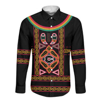 Cameroon Bamenda Long Sleeve Button Shirt Toghu Traditional Pattern