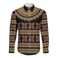 Cameroon Traditional Pattern Long Sleeve Button Shirt Bamenda Royal Toghu