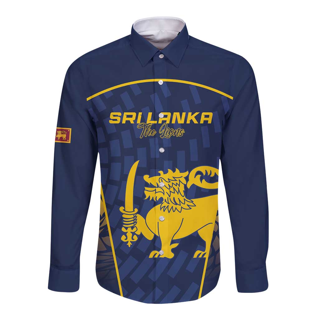 Custom Sri Lanka Cricket Long Sleeve Button Shirt Go Champions Lions