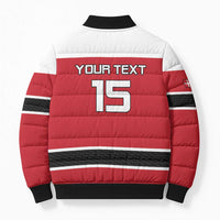 Custom Denmark Ice Hockey 2026 Bomber Puffer Jacket Fight for Glory Red Jersey