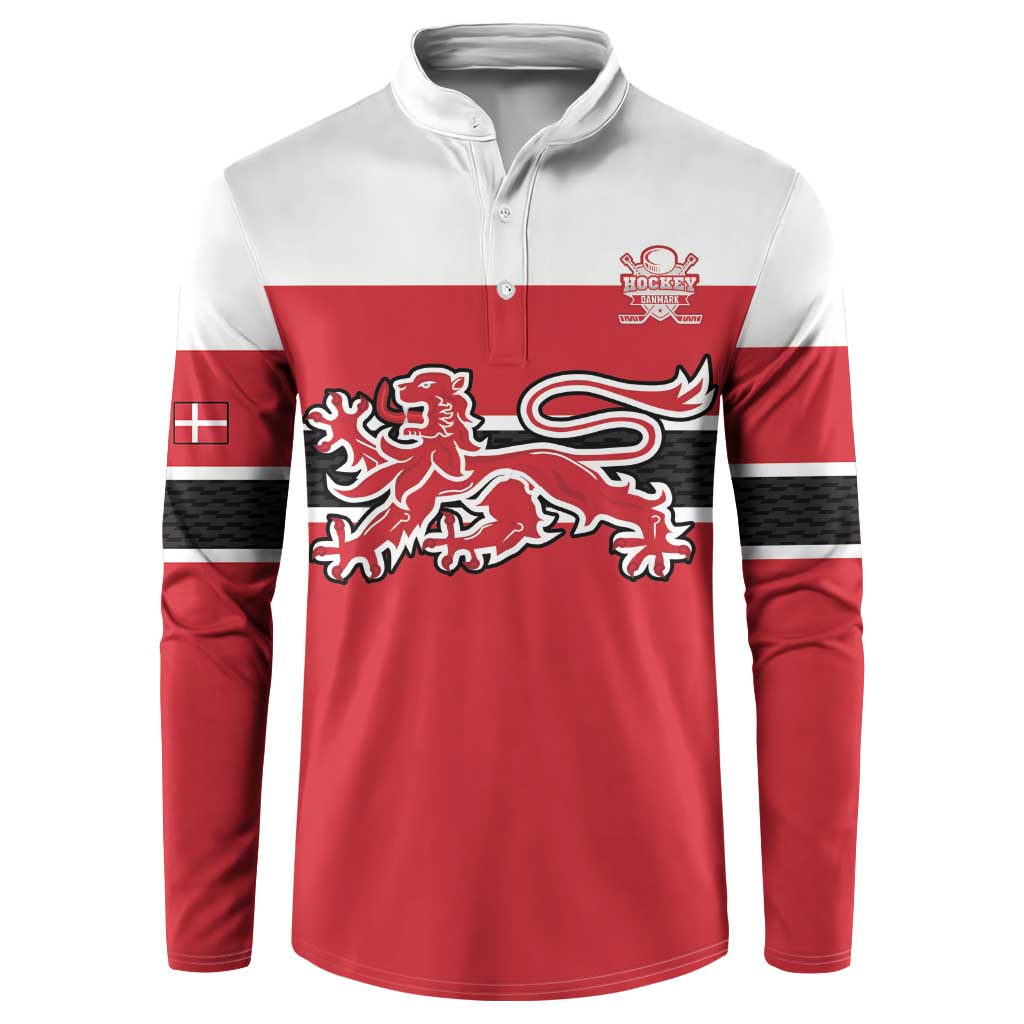 Custom Denmark Ice Hockey 2026 Button Sweatshirt Fight for Glory Red Jersey