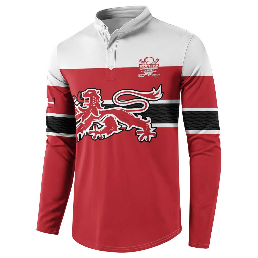 Custom Denmark Ice Hockey 2026 Button Sweatshirt Fight for Glory Red Jersey
