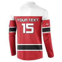 Custom Denmark Ice Hockey 2026 Button Sweatshirt Fight for Glory Red Jersey