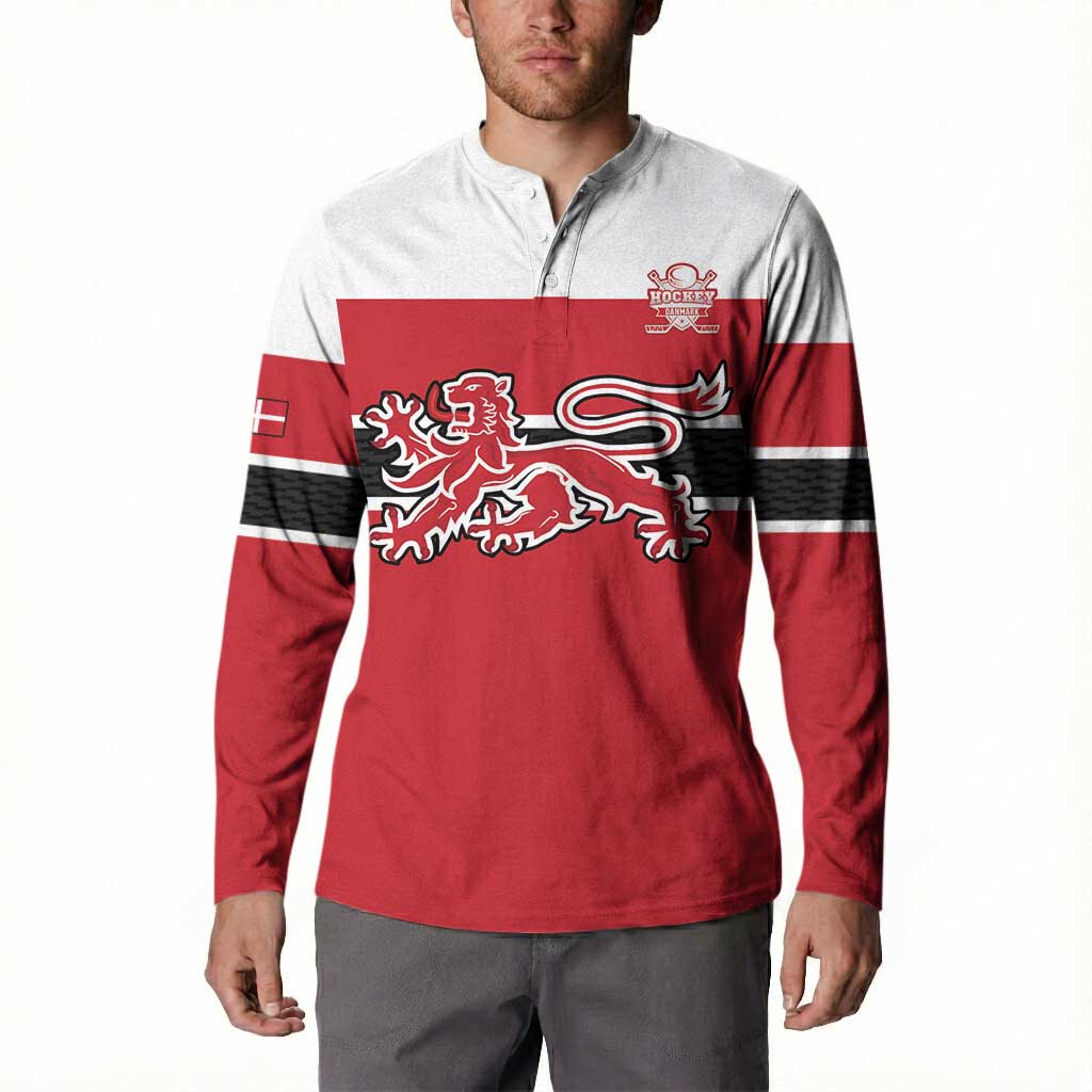 Custom Denmark Ice Hockey 2026 Button Sweatshirt Fight for Glory Red Jersey