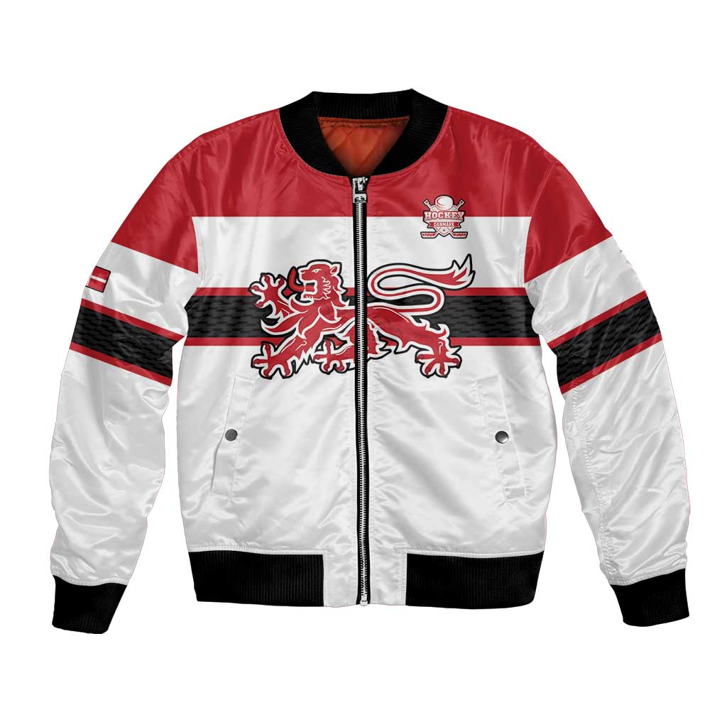 Custom Denmark Ice Hockey 2026 Bomber Jacket Fight for Glory White Jersey