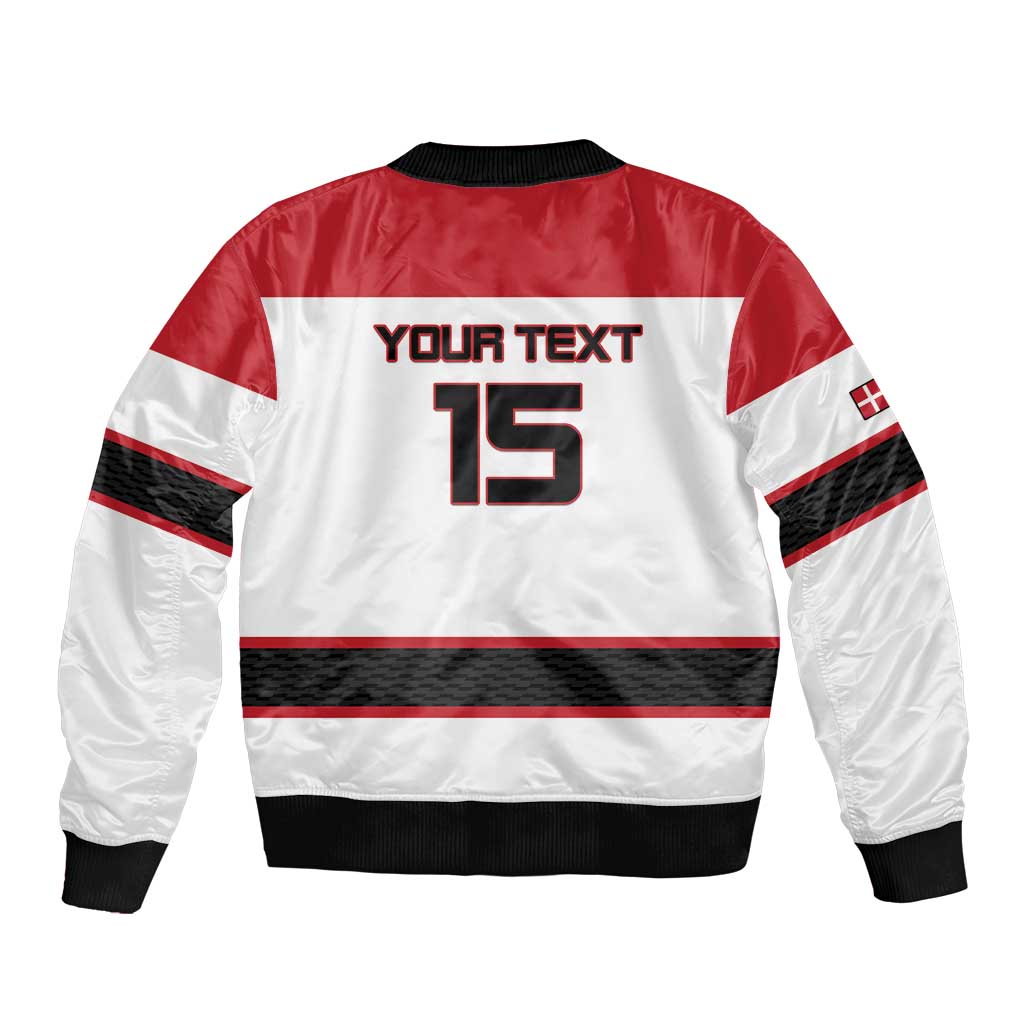 Custom Denmark Ice Hockey 2026 Bomber Jacket Fight for Glory White Jersey