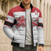 Custom Denmark Ice Hockey 2026 Bomber Puffer Jacket Fight for Glory White Jersey