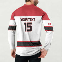 Custom Denmark Ice Hockey 2026 Button Sweatshirt Fight for Glory White Jersey