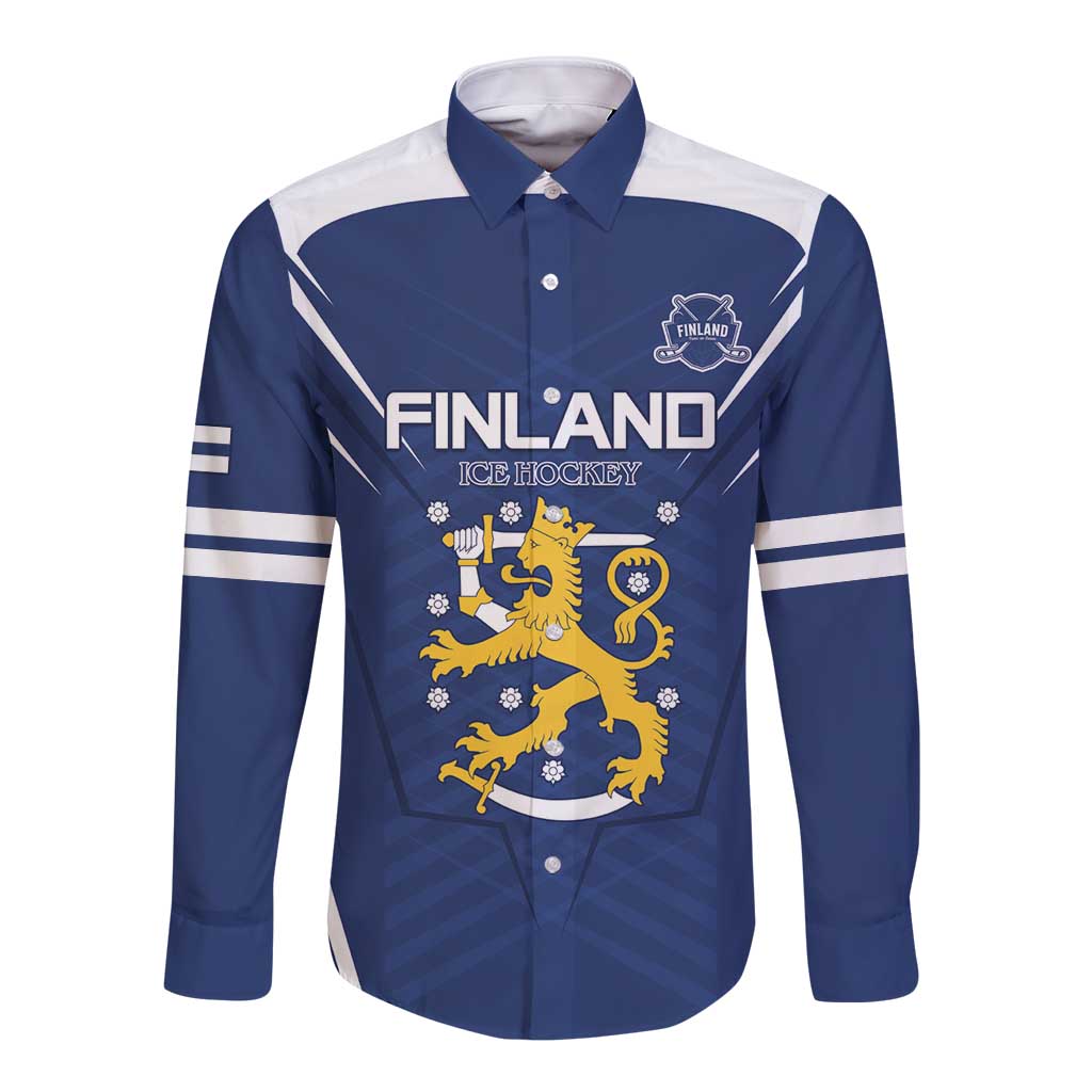 Custom Finland Ice Hockey 2026 Long Sleeve Button Shirt Suomi Suomi Suomi