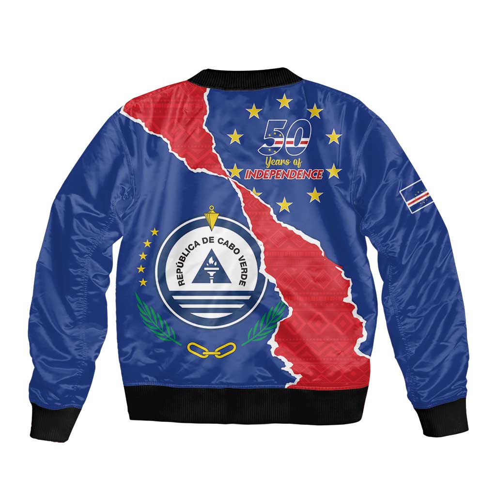 Happy Cape Verde Independence Day Bomber Jacket Coat Of Arms With Map