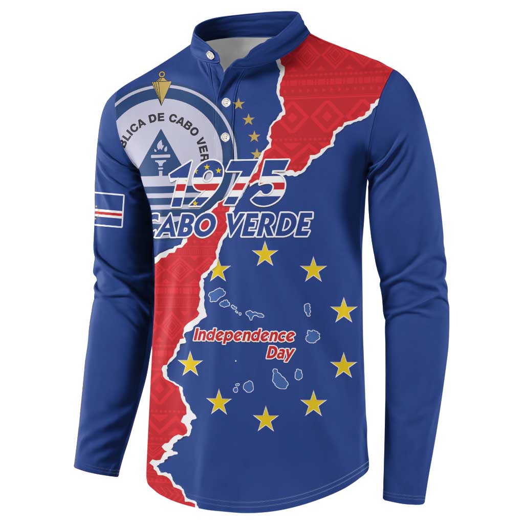 Happy Cape Verde Independence Day Button Sweatshirt Coat Of Arms With Map