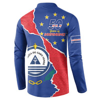 Happy Cape Verde Independence Day Button Sweatshirt Coat Of Arms With Map