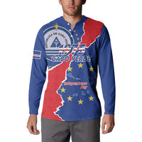 Happy Cape Verde Independence Day Button Sweatshirt Coat Of Arms With Map