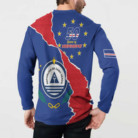 Happy Cape Verde Independence Day Button Sweatshirt Coat Of Arms With Map