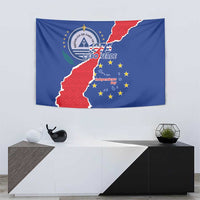 Happy Cape Verde Independence Day Tapestry Coat Of Arms With Map