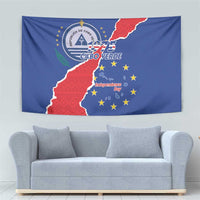 Happy Cape Verde Independence Day Tapestry Coat Of Arms With Map