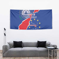 Happy Cape Verde Independence Day Tapestry Coat Of Arms With Map