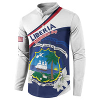 Personalized Liberia Independence Day Button Sweatshirt Coat Of Arms Pepper Flowers