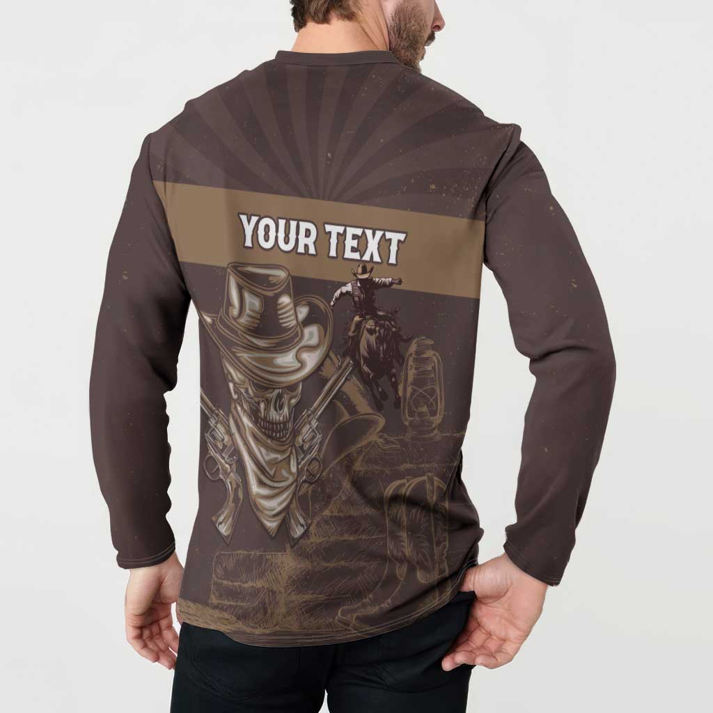 Personalised Skull Cowboy Button Sweatshirt Vintage Style