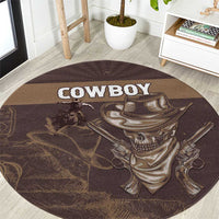 Skull Cowboy Round Carpet Vintage Style