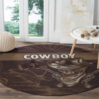 Skull Cowboy Round Carpet Vintage Style