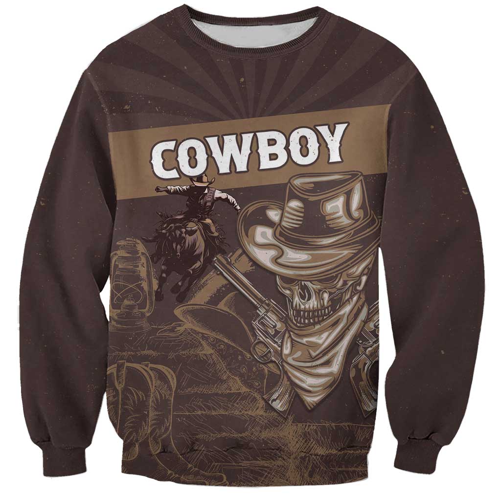 Personalised Skull Cowboy Sweatshirt Vintage Style
