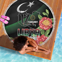 Libya Revolution Day Beach Blanket Libyan Map With Pomegranate Blossom - Wonder Print Shop