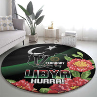 Libya Revolution Day Round Carpet Libyan Map With Pomegranate Blossom - Wonder Print Shop