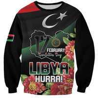 Personalized Libya Revolution Day Sweatshirt Libyan Map With Pomegranate Blossom - Wonder Print Shop
