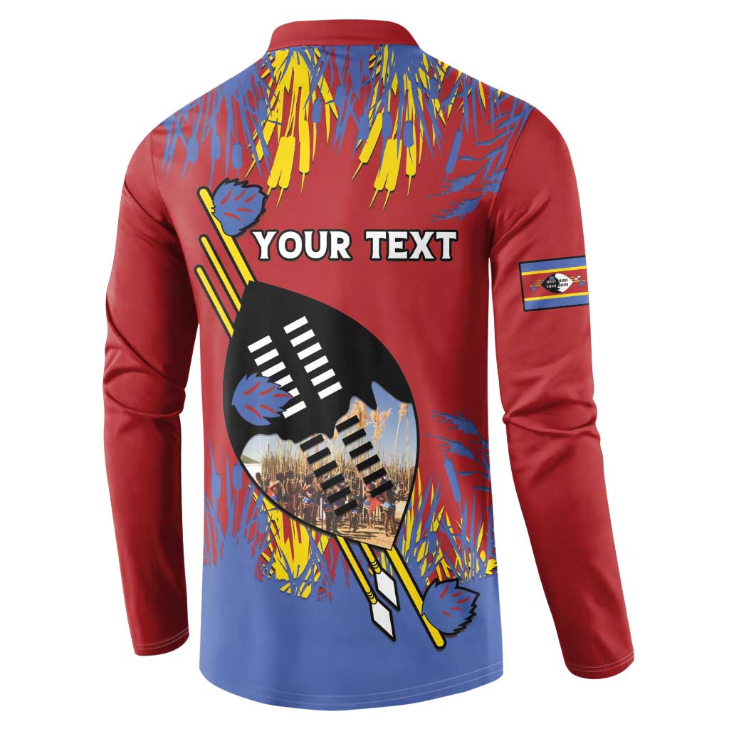 Personalized Eswatini Umhlanga Button Sweatshirt Nguni Shield With Reed - Wonder Print Shop